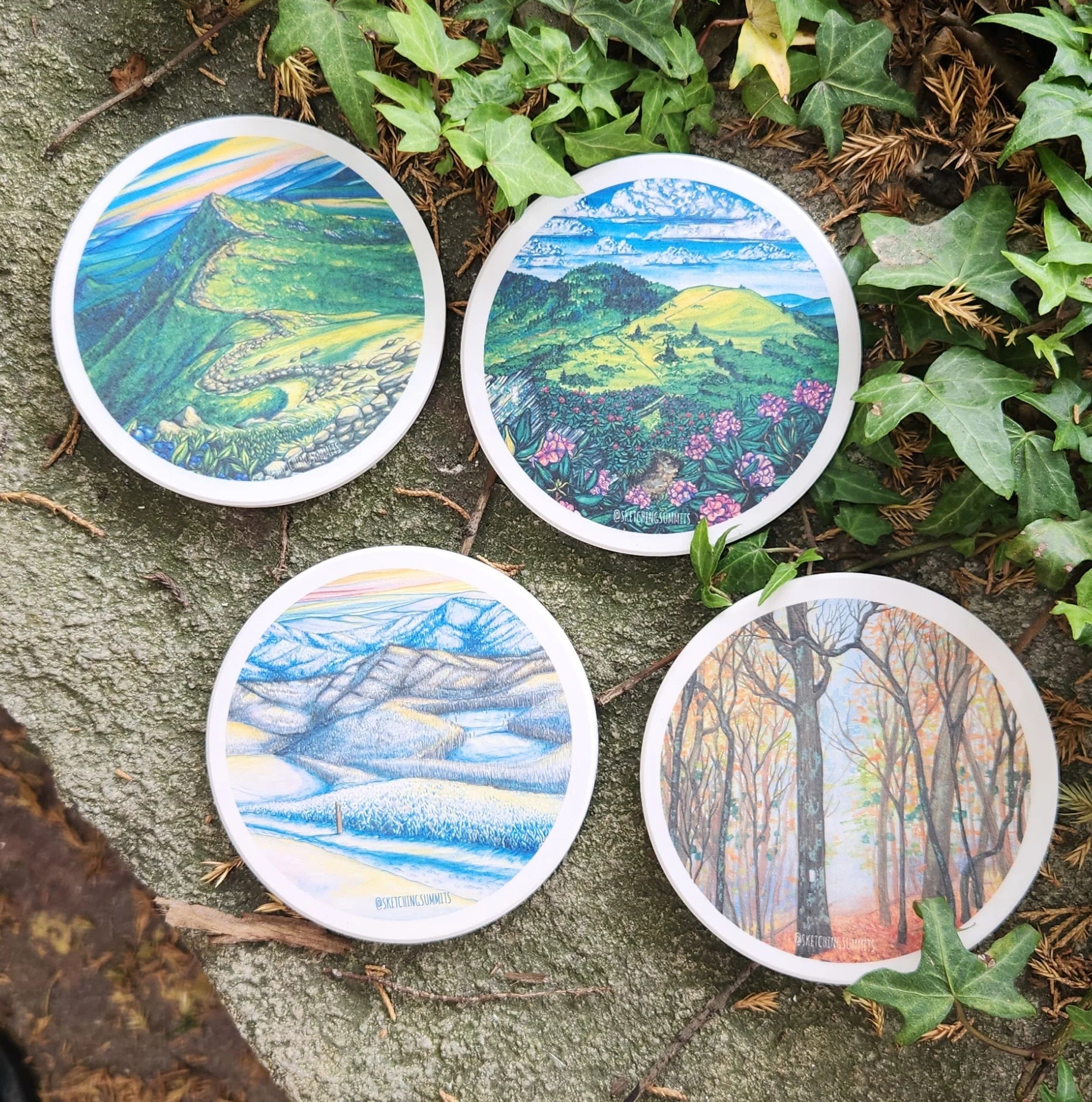 Sketching Summits Coasters (set of 4)